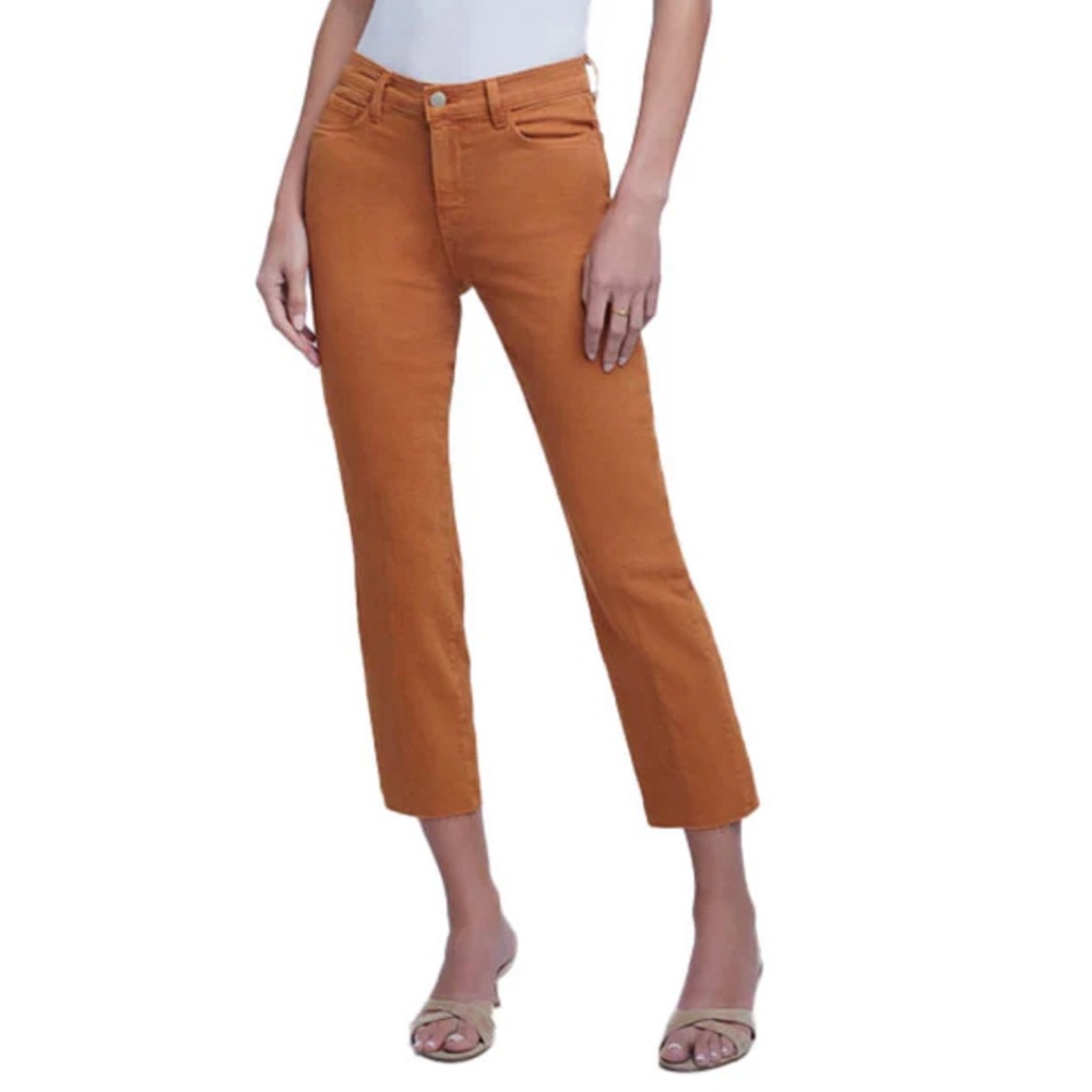 L'Agence Sada High Rise Crop Slim In Honey Raw Hem Size 27‎